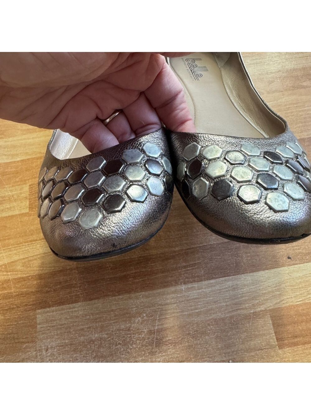 Belle by sigerson morrison pewter capria ballerina flats size 8 - Picture 7 of 13